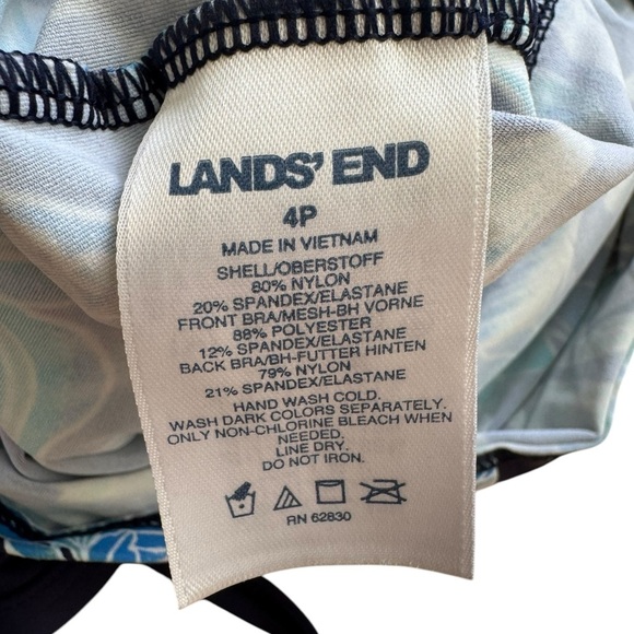 Lands End Womens Keyhole High Neck Tankini Top Deep Sea swimsuit pool beach 4P - Picture 8 of 9